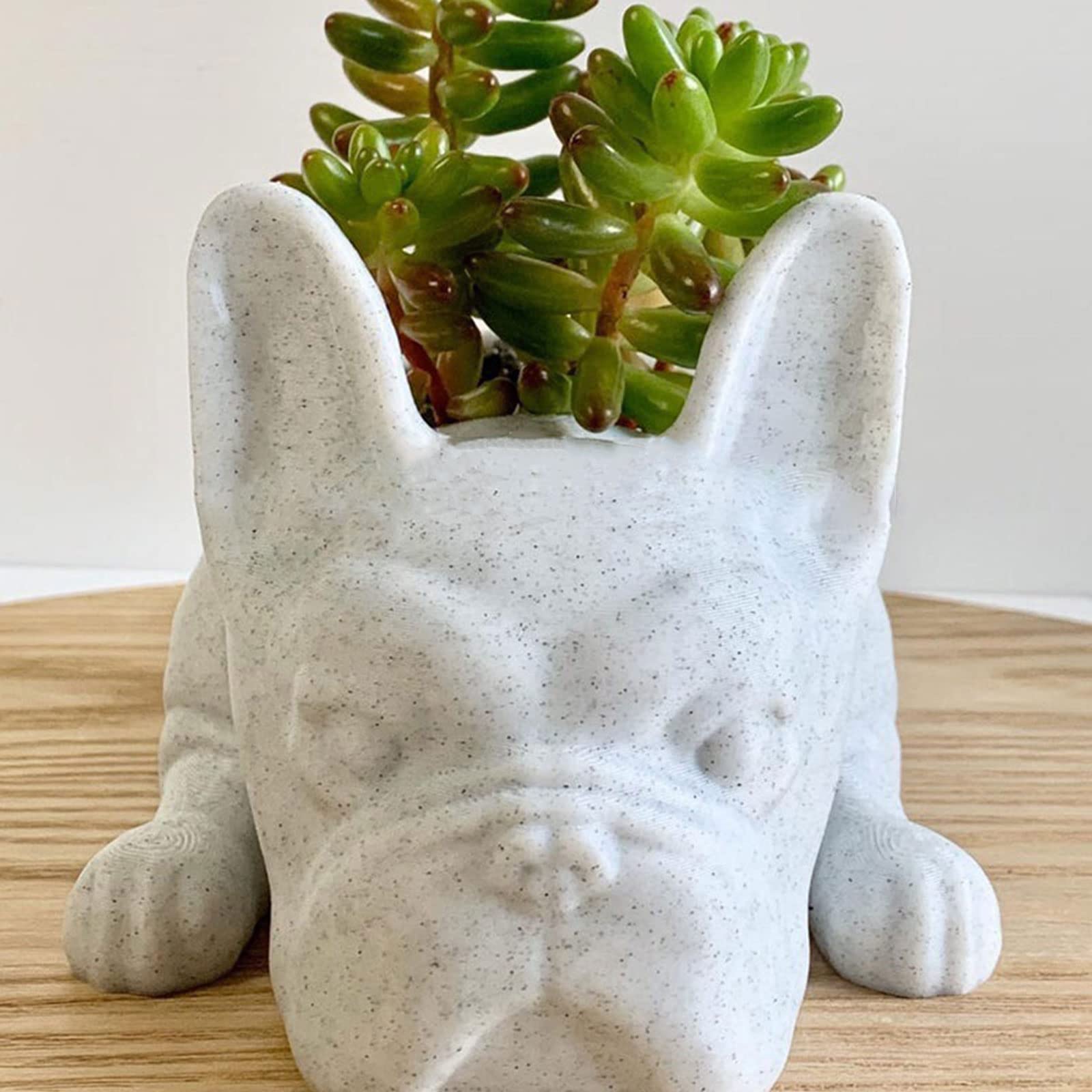 MISNODE Succulent Planter Pots, Cute Dog Flower Pots Air Plant Holder, French Bulldog Shape Resin Succulent Planter Desktop Plant Pot Bonsai for Home Garden Office Tabletop Decor