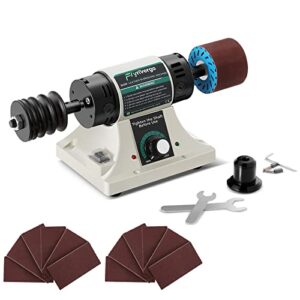 flyrivergo leather burnishing machine with 12pcs sanding sleeves adjustable speed burnisher leather edge polishing grinding kit rosewood grinding head sander buffing motor 110v