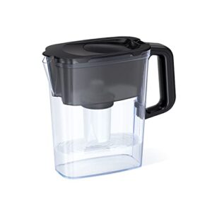 aquaphor compact 5-cup water filter pitcher - black with 1 x b15 filter - fits in the fridge door - reduces limescale and chlorine - ideal for five cups