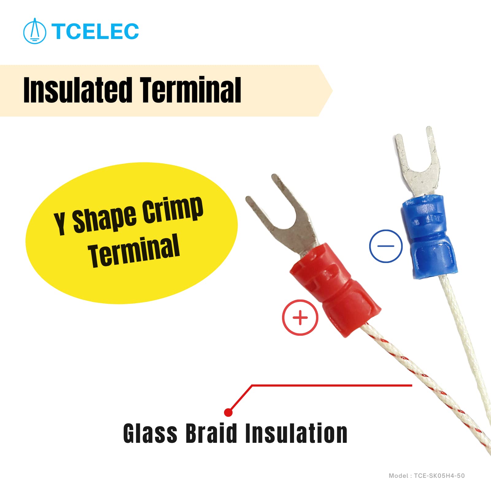 TCELEC TCE-SK05H4-50 K Type Thermocouple Probe for Furnace Oven Meet The 1/2 PT Screw Thread K-Type Input Instrument Thermocouple Thermometer Sensor Temperature Range from 77°F to 1112°F