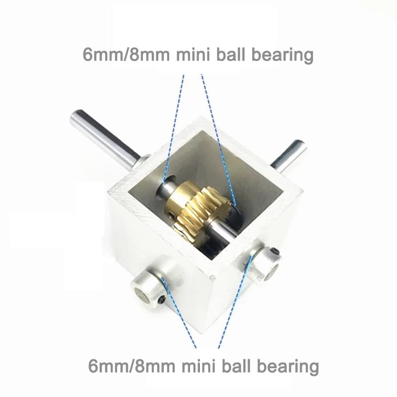 PGFUN 20:1 Right Angle Worm Gearbox 90° Angle Drive Steering Gear Reducer 20T Reduction Gearbox Simple Mechanical DIY Module with 6/8mm Shaft (6mm)