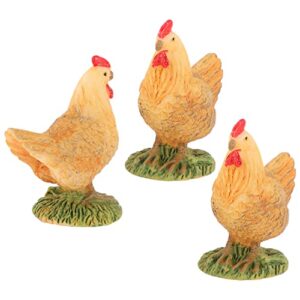 IMIKEYA Resin Hen Ornaments Lifelike Chicken Statues 3pcs Toy Chicken Ornaments Duck Resin Micro Scene Self Made Hen Figurines Chicken Figure Toy