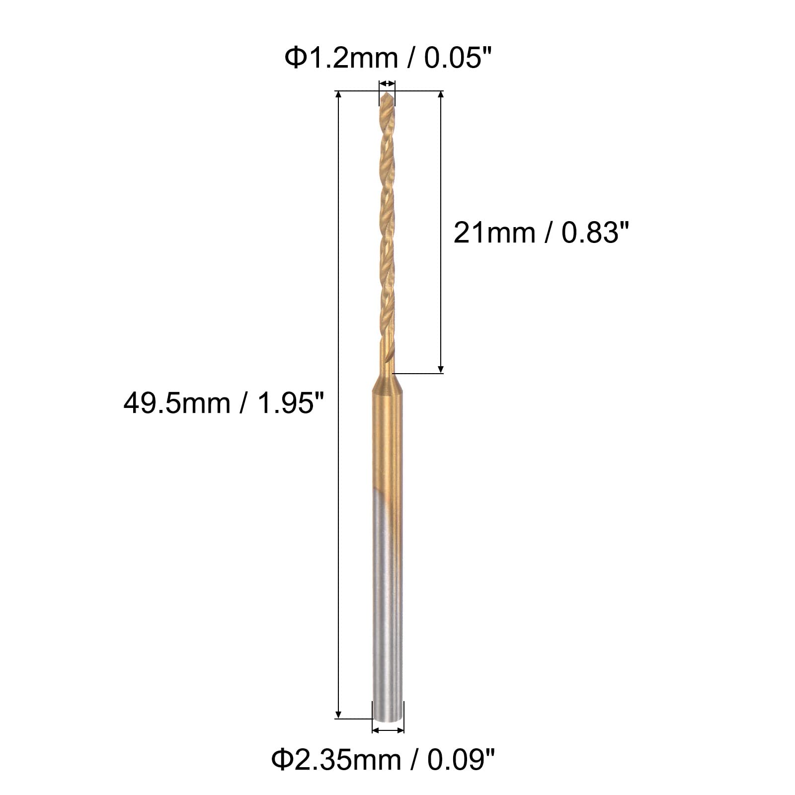 uxcell 4Pcs Mini Twist Drill Bit, 1.2mm Micro Engraving Drill Bits, High-Speed Steel 2.35mm Shank Titanium Coated for DIY Resin, Amber and Wood