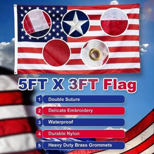 SCWN Heavy Duty Flag Pole for House Ground-25FT 13 Gauge Extra Thick Aluminum Flagpole kit with 5x3 Nylon Embroidered Flag,for Outside Yard,Outdoor,Commercial or Residential-Space Grey