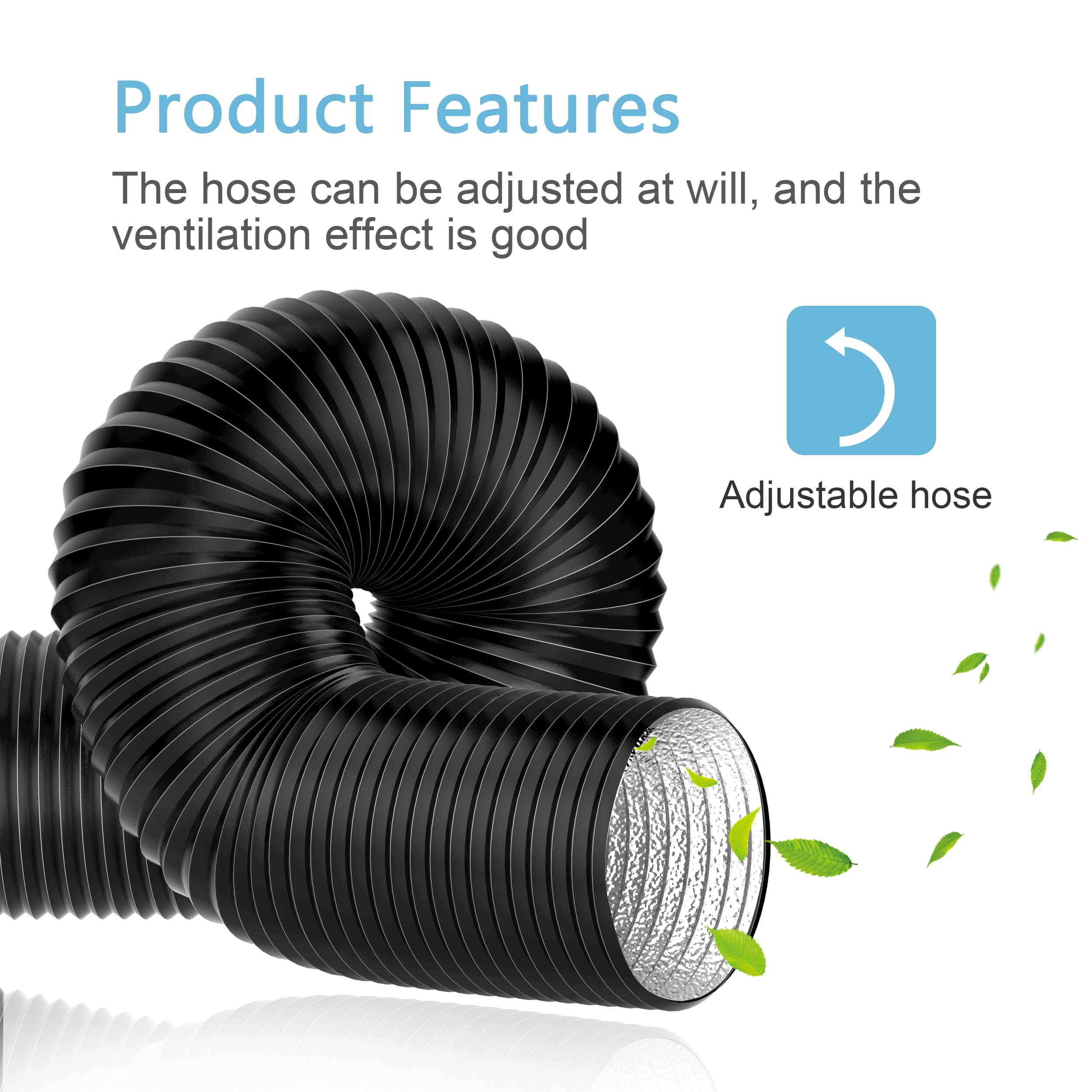 Hon&Guan 3" x 8FT Insulated Duct with Aluminum Foil, Flexible Dryer Vent Hose for HVAC Ventilation and Duct Fan Systems, 2 Clamps Include