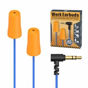 hearprotek earplug headphones for work, safety foam earbuds headphones that look like earplugs for hearing protection noise isolation-great for work shift, construction, lawn mowing, heavy machinery