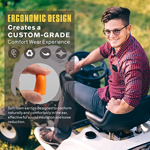 Hearprotek earplug Headphones for Work, Safety Foam Earbuds Headphones That Look Like earplugs for Hearing Protection Noise Isolation-Great for Work Shift, Construction, Lawn Mowing, Heavy Machinery