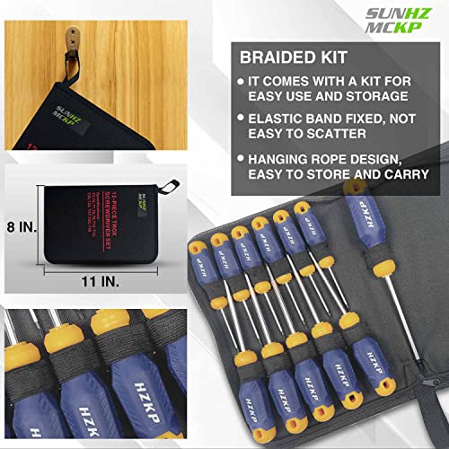 SUNHZMCKP 12-Piece Magnetic Torx Screwdrivers Set, S2 Alloy Steel, T5-T40 Star Screwdrivers Set, Professional Grade Repair Tools