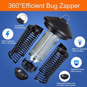 TELARD Bug Zapper Outdoor Indoor Electric Mosquito Zapper Killer Insect Fly Traps Fly Zapper High Powered 4000V 20W for Home Backyard Patio