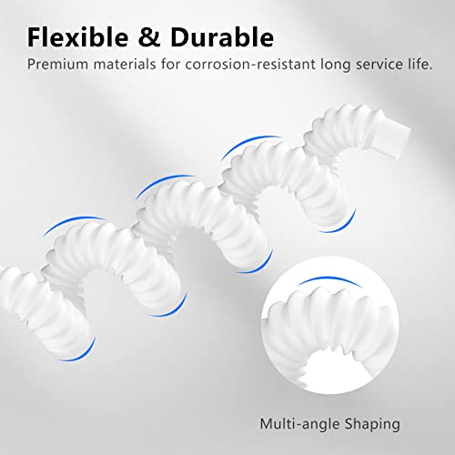 LOONGSHINET 1-1/4 Inch Bathroom Sink Drain Kit Flexible Expandable Anti-siphon Bottle Universal Sink Drain Assembly for Bathroom Tube S Trap, Bathroom Vanity Sink Drain Plumbing P Trap Pipe, White