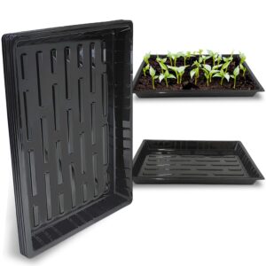 rootrimmer grow-green 10-pack microgreen seed starter grow trays for seedlings, shallow seeding germination flats non standard 1015 tray no holes plant sprouter propogation tray