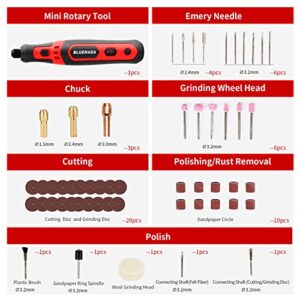 BLUEHADA Cordless Rotary Tool 3 Variable Speeds 55 Pcs Easy-to-Replace Accessories Multi-Purpose 3.6V Power USB Rotary Tool for Drilling Sanding Polishing Cutting, DIY Crafts, YGIRT001