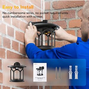 Solar Wall Lights Outdoor 2 Pack, AGPTEK Motion Sensor Solar Lights with 3 Lighting Modes, Dusk to Dawn Wall Lanterns Waterproof Solar Lantern Sconce Lights for Patio, Porch, Garage, Barn, Garden