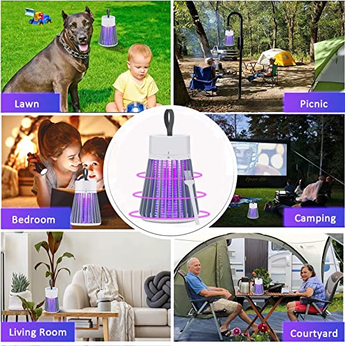 Bug Zapper, Mosquito Zapper Indoor Outdoor, UV Light Mosquito Killer USB Rechargeable Mosquito Trap Portable Fly Zapper with Hanging Hoop, Mosquito Repellent Outdoor Patio, Backyard, Garden, Camping