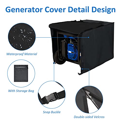 Kingling Generator Cover - Generator Covers Heavy Duty 600D Waterproof for Most 5000-10000 Watt Universal Generator Covers - 32”L x 24”W x 24”H