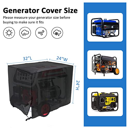 Kingling Generator Cover - Generator Covers Heavy Duty 600D Waterproof for Most 5000-10000 Watt Universal Generator Covers - 32”L x 24”W x 24”H