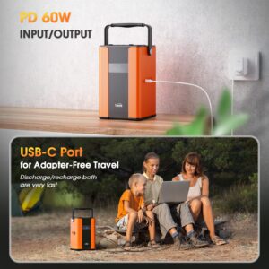 Trene Portable Power Station, Outdoor Generator 259.7Wh, Solar Generator, 300W Lithium Battery Backup Power Source with LED Light, DC AC Outlet for Home Use Camping RV Travel Emergency
