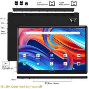 Tablet 10.1 inch Android 11 Tablets, 2 in 1 Tablet with Keyboard, 4GB RAM 64GB ROM 256GB Expandable, 4G Cellular, Octa-Core Processor, 13 MP Camera, Google Certified 2.4G WiFi Tablet Black