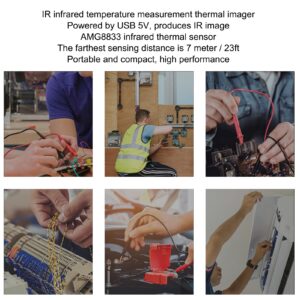 Walfront AMG8833 8x8 Infrared Thermal Imager Module with Shell IR Thermal Imaging Camera Module 7m Maximum Sensing Distance Handheld Array Temperature Measurement Sensor