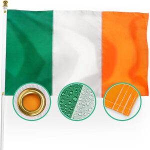 xifan premium nylon ireland irish flag 3x5 outdoor, double sided heavy duty 210d nylon irish national country flags, strongest longest lasting with sewn stripes/4 stitch hemming/brass grommets