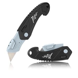 1-pack folding utility knife, quick change box cutter with sharp blade, lock back and comfortable handle, compact safety box cutter for carton, cardboard, string and boxes