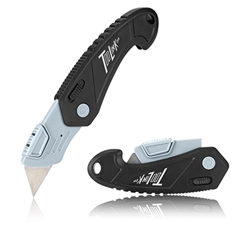 1-Pack Folding Utility Knife, Quick Change Box Cutter with Sharp Blade, Lock Back and Comfortable Handle, Compact Safety Box Cutter for Carton, Cardboard, String and Boxes