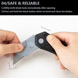 1-Pack Folding Utility Knife, Quick Change Box Cutter with Sharp Blade, Lock Back and Comfortable Handle, Compact Safety Box Cutter for Carton, Cardboard, String and Boxes