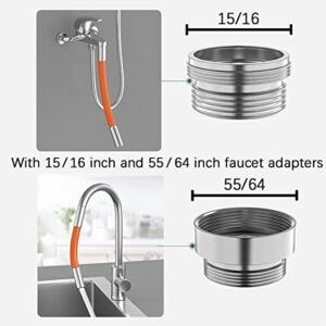 Faucet Extension Tubes Flexible for Kitchen Sink 360 Degrees Flexible Leader Hose 720 Degree Fixation in any Position Faucet Aerator Extension Device Sink Faucet Sprayer Attachment Faucet Hose (50cm)