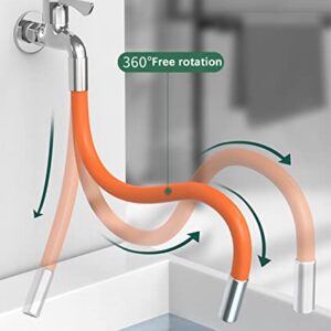 Faucet Extension Tubes Flexible for Kitchen Sink 360 Degrees Flexible Leader Hose 720 Degree Fixation in any Position Faucet Aerator Extension Device Sink Faucet Sprayer Attachment Faucet Hose (50cm)