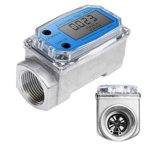 Turbine Flow Meter,Electronic Digital LCD Display Flow-Meter with NPT Counter Gas Oil Fuel Flowmeter for Measure Diesel Kerosene Gasoline