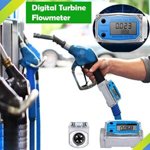 Turbine Flow Meter,Electronic Digital LCD Display Flow-Meter with NPT Counter Gas Oil Fuel Flowmeter for Measure Diesel Kerosene Gasoline