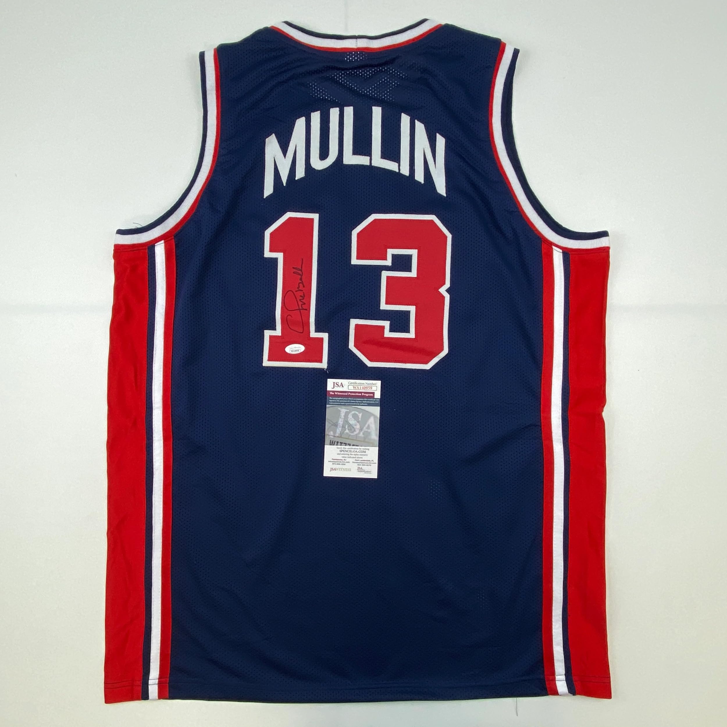 Autographed/Signed Chris Mullin 1992 Dream Team USA Olympics Blue Basketball Jersey JSA COA