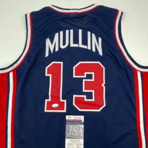 Autographed/Signed Chris Mullin 1992 Dream Team USA Olympics Blue Basketball Jersey JSA COA