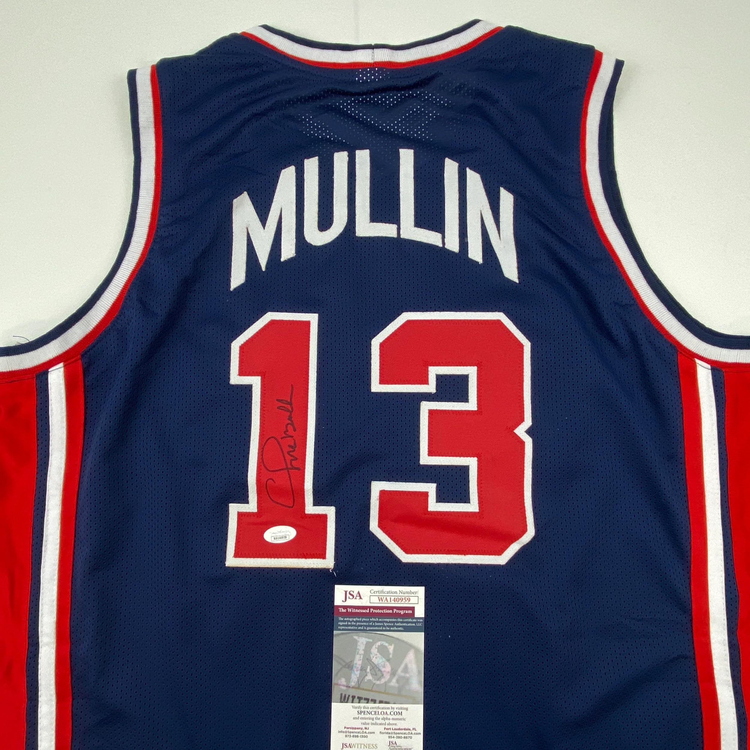 Autographed/Signed Chris Mullin 1992 Dream Team USA Olympics Blue Basketball Jersey JSA COA