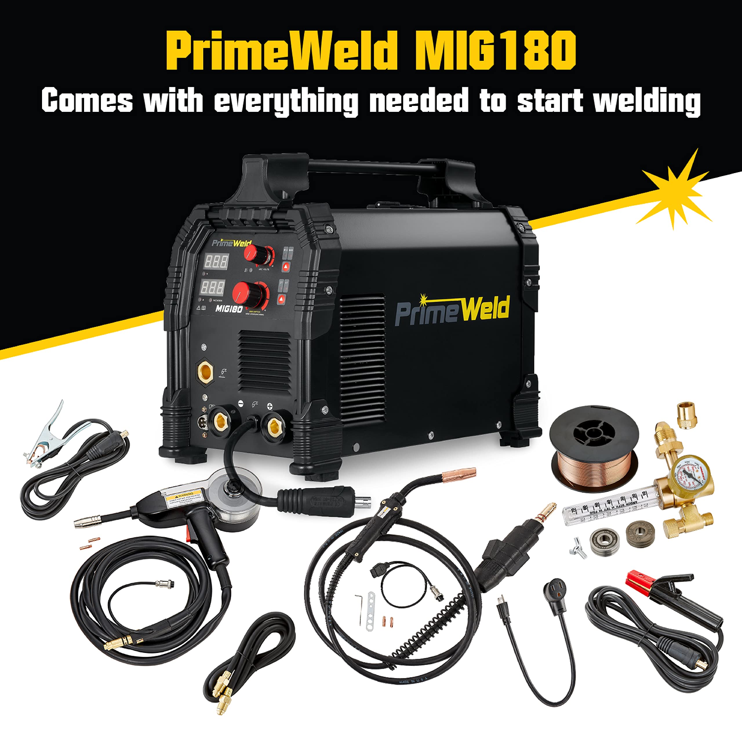 PrimeWeld MIG180 Mig Welder, 180 Amp Wire Feed Welding Machine With Dual Voltage 220v, 110v