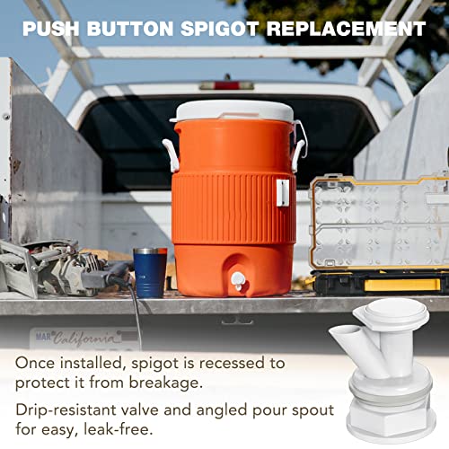 10 Sets Push Button Spigot Water Cooler Faucet Replacement Plastic Compatible with Igloo 2, 3, 5, and 10 Gallon Beverage Coolers, BPA-Free, Dispenser Tap Set, Reusable Spigot Spout Water, White.