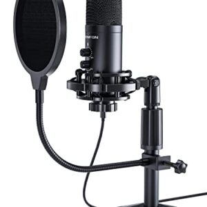 SOOMFON USB Computer Microphone Condenser Podcast Microphone for PC, Recording, Gaming, Streaming, Upgraded Mic with Height Adjustable Stand, Headphone Output, Gain and Volume Knob