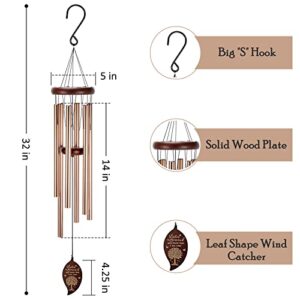 Sympathy Wind Chimes with Engraved Tree of Life, 32" Memorial Wind Chimes for Loss of a Loved One Prime,Memorial/Sympathy/Remembrance Gifts,Wind Chimes for Outside Garden & Home Decor