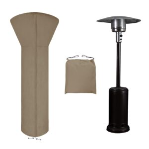 easy-going patio heater cover with zipper and storage bag, waterproof outdoor heater cover dustproof, uv-resisant, wind-resistant (89"h x 33"d x 19"b, camel)