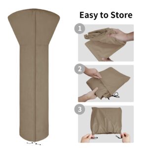 Easy-Going Patio Heater Cover with Zipper and Storage Bag, Waterproof Outdoor Heater Cover Dustproof, UV-Resisant, Wind-Resistant (89"H x 33"D x 19"B, Camel)