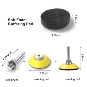 2 Inch Sanding Disc 120 Pcs Wet Dry Hook and Loop Sandpaper Pads Kit 60-10000 Grits 1/4 in Backer Plate and Foam Buffering Pad for Wood, Metal, Car, Drywall, Drill Grinder Rotary Tools Attachment