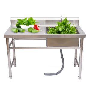 stainless steel sink,outdoor sink station with hose hook up commercial utility sink for laundry room restaurant kitchen sink with faucet and 21.25" l x 18.89" w workbench