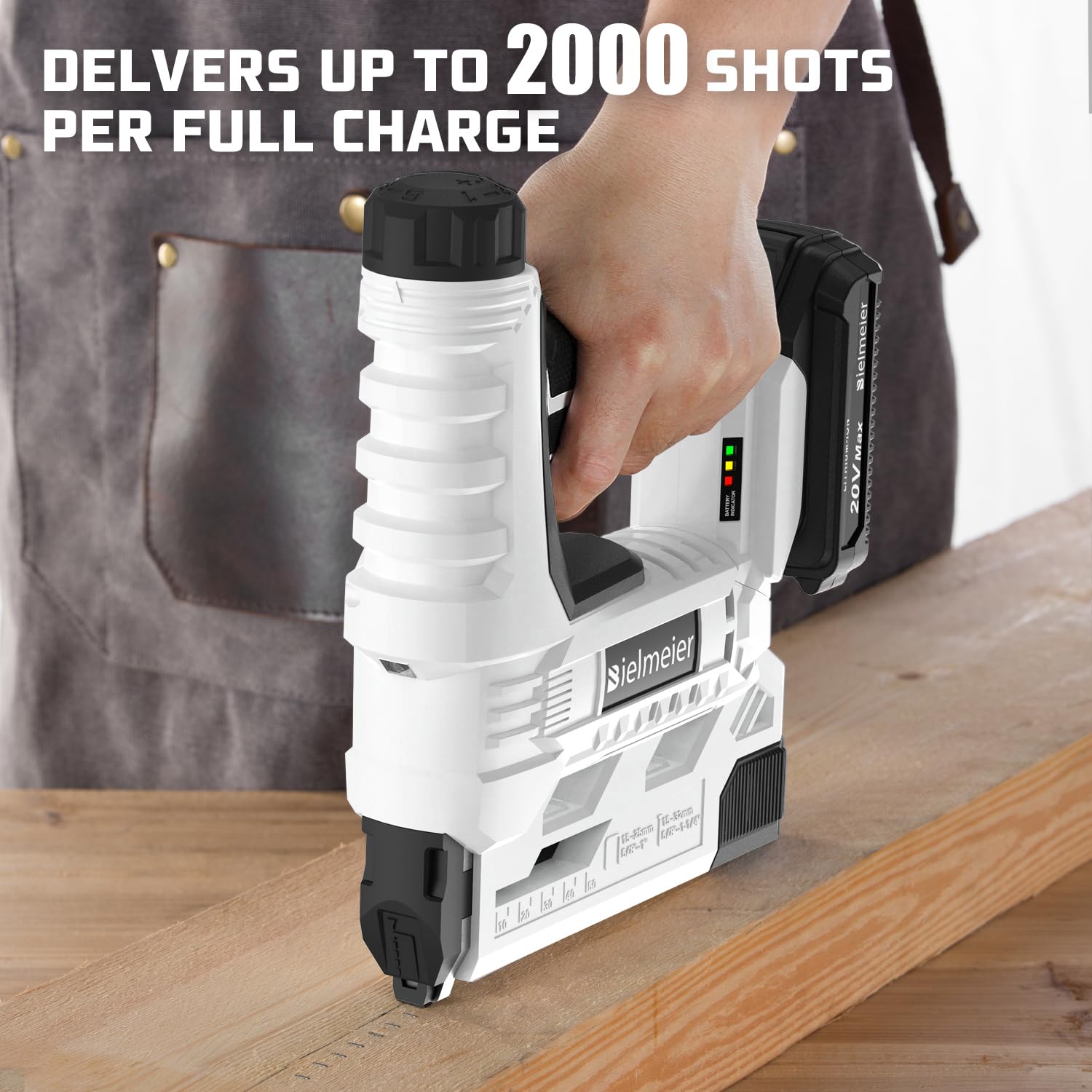 Bielmeier 20V Brad Nailer Cordless, 18 Gauge 2 in 1 Nail Gun Battery Powered, 2.0Ah Electric Staple Gun for Upholstery and Carpentry, Include Battery, Charger, Staples, and Nails