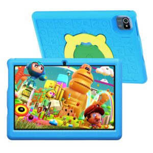 hotlight kids tablet, 10 inch tablet for kids with parental control, android 12 tablet quad-core, 2gb ram+32gb rom, 5000mah, dual camera, wifi tablet with case blue