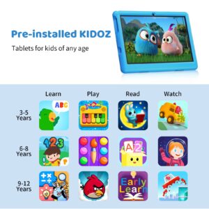 HotLight Kids Tablet, 10 inch Tablet for Kids with Parental Control, Android 12 Tablet Quad-core, 2GB RAM+32GB ROM, 5000mAh, Dual Camera, WiFi Tablet with Case Blue