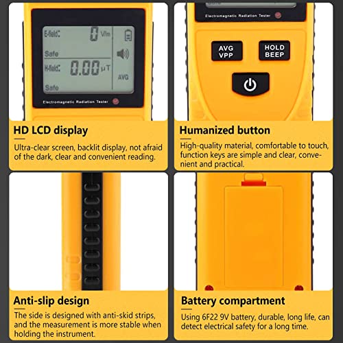 LIZHOUMIL EMF Meters Radiation Detector, Handheld Digital Electromagnetic Field Radiation Detector with Sound and Light Alarm for Home Office Work Outdoors