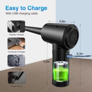 AMESEDAK Compressed Air Duster, Cordless & Rechargeable Air Duster, 51000RPM Electric Air Blower for PC, Keyboard Electronics Cleaning, 6000mAh 10W Fast Charging