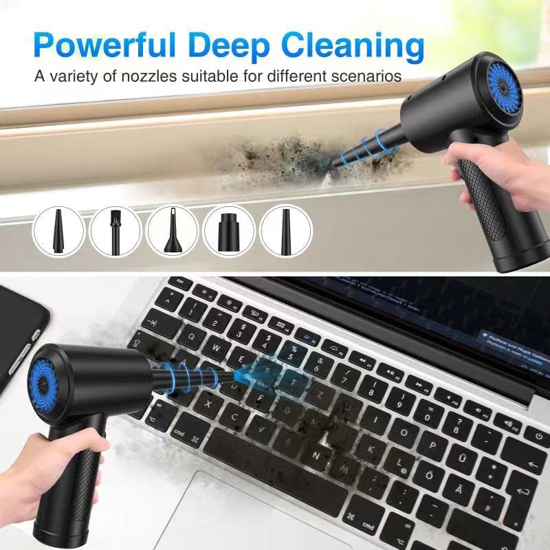 AMESEDAK Compressed Air Duster, Cordless & Rechargeable Air Duster, 51000RPM Electric Air Blower for PC, Keyboard Electronics Cleaning, 6000mAh 10W Fast Charging