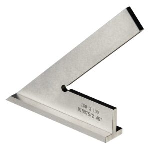 Boomgood 45 Degree Miter Square Machinist Engineer Square with Base DIN 875/2 Angle Ruler Hardened Steel 6x4 Inch, Silver