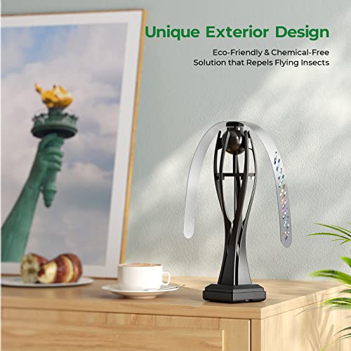 Fly Fan for Tables, Fly Repellent Fan for Indoor and Outside, Portable Table Fly Repellent Fan, Fly Trap Fan with Holographic Blades for Restaurants, Parties, Barbeque (2 Pack)